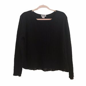 VTG Peaces Lace Stretchy Top Womens Large Black Boat Neck Lined Whimsygoth